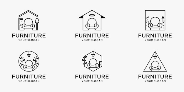  Set of minimalist furniture logo