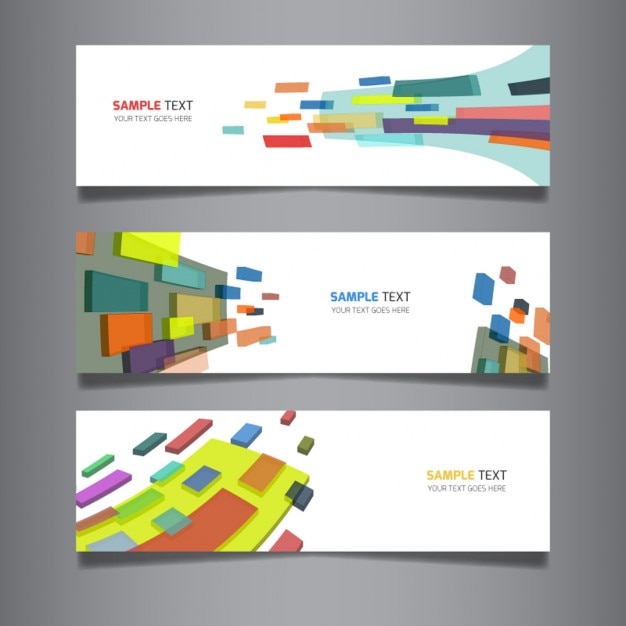 Free Vector Set Of Modern Abstract 3d Banners