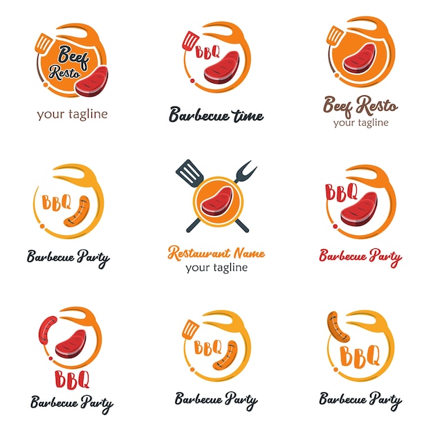 Download Free Set Of Modern Food Logo Template Vector Illustration Premium Vector Use our free logo maker to create a logo and build your brand. Put your logo on business cards, promotional products, or your website for brand visibility.