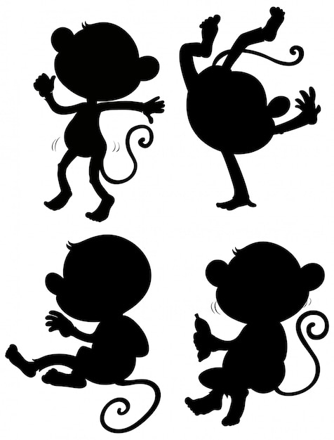 Download Free Vector | Set of monkey silhouette
