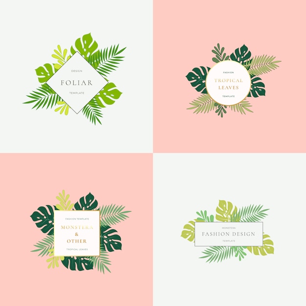 Download Free Set Of Monstera Tropical Leaves Fashion Signs Or Logo Templates Use our free logo maker to create a logo and build your brand. Put your logo on business cards, promotional products, or your website for brand visibility.