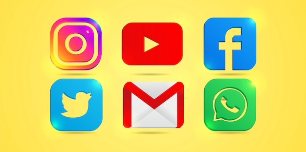 Download Free Set Of Most Popular Social Media Icons Instagram Youtube Facebook Twitter Email And Whatsapp Premium Vector Use our free logo maker to create a logo and build your brand. Put your logo on business cards, promotional products, or your website for brand visibility.
