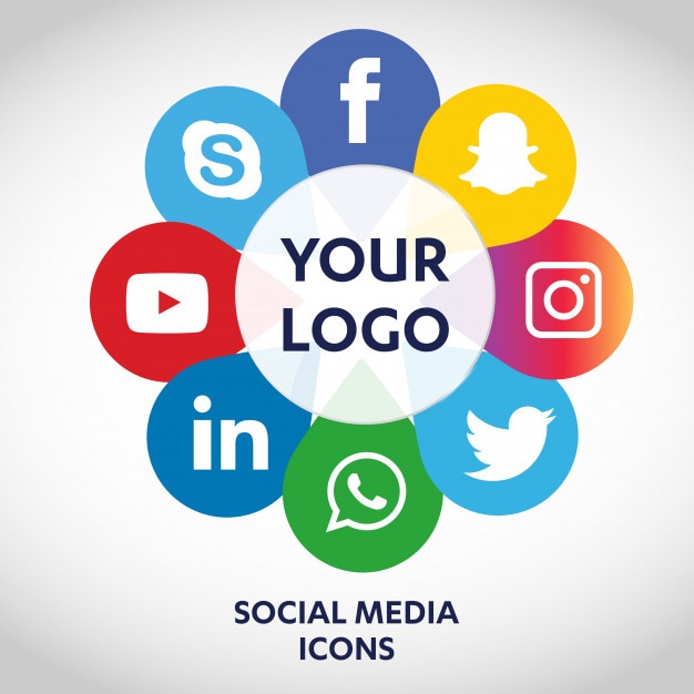 Set of most popular social media icons, twitter, youtube, whatsapp ...

