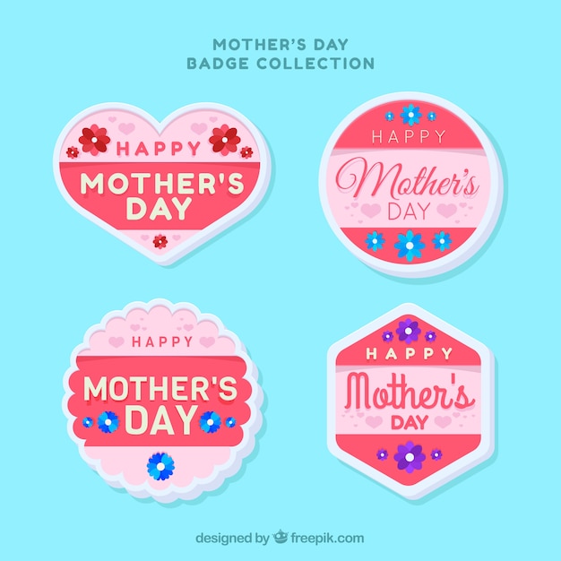 Free Vector | Set of mother's day badges in flat style