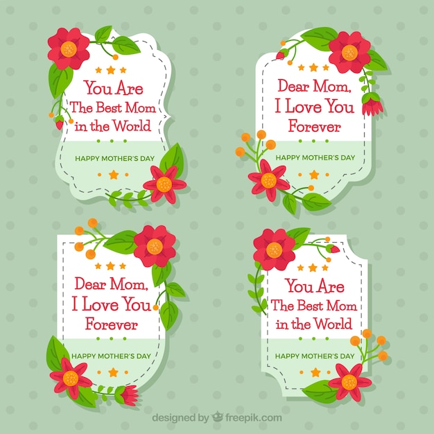 Set mother's day badges in flat style