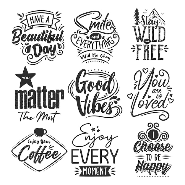 Set of motivational quotes | Premium Vector