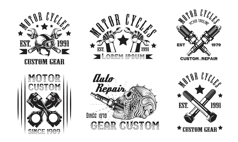 Premium Vector | Set motorcycles garage logo emblem