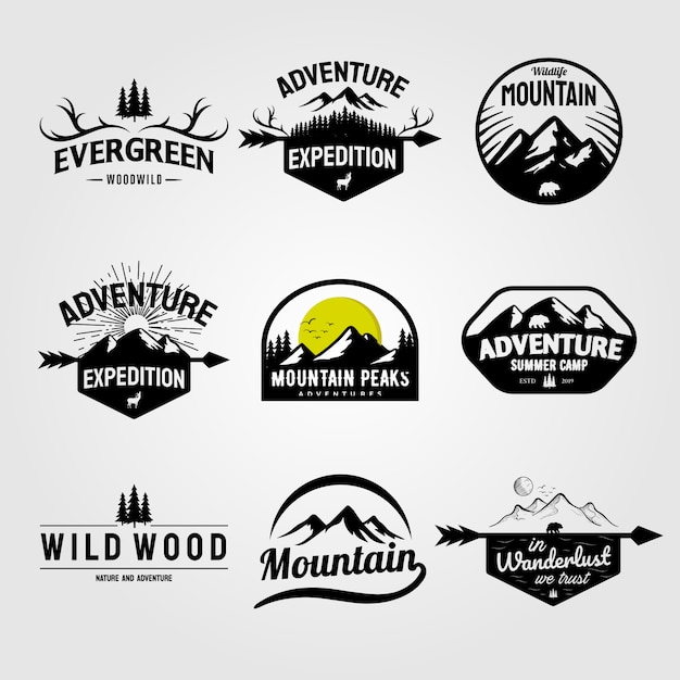 Download Free Set Of Mountain And Outdoor Adventures Badge And Logo Premium Vector Use our free logo maker to create a logo and build your brand. Put your logo on business cards, promotional products, or your website for brand visibility.