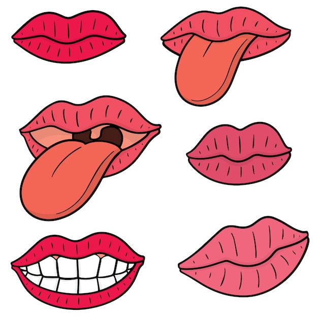 Premium Vector | Set of mouth and tongue