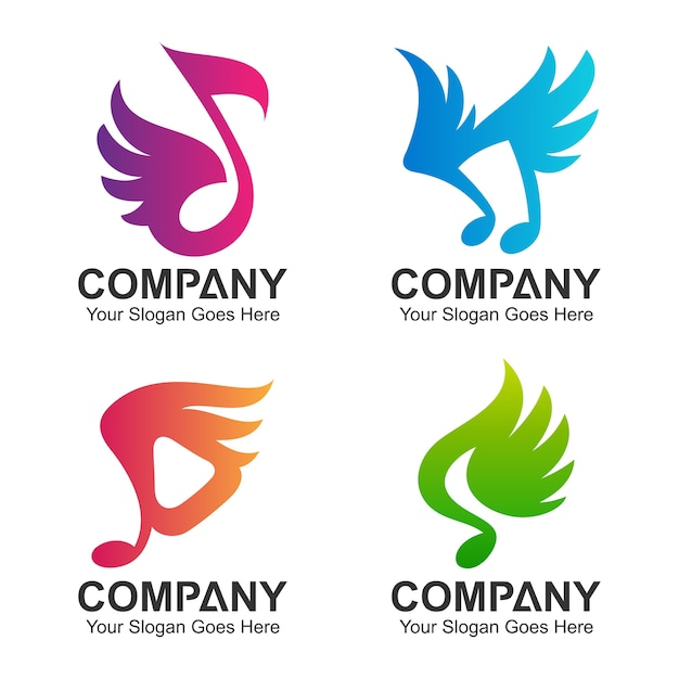 Download Free Set Of Music Notes With Wing Logo Design Premium Vector Use our free logo maker to create a logo and build your brand. Put your logo on business cards, promotional products, or your website for brand visibility.