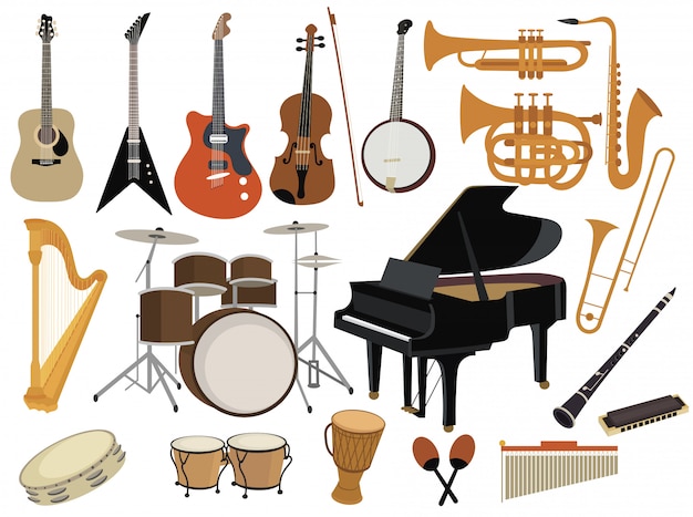 Premium Vector | Set of musical instruments. collection of cartoon ...