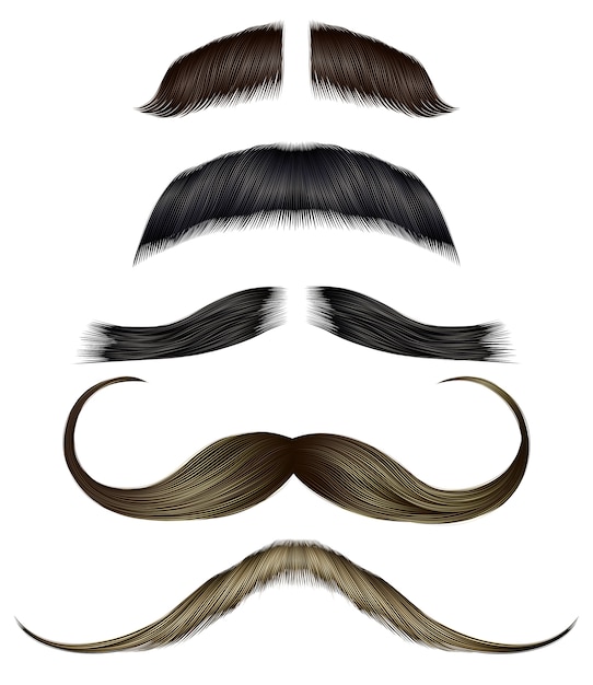 Premium Vector | Set mustache different colors.