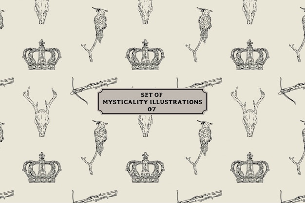 Set of mysticality illustrations | Premium Vector