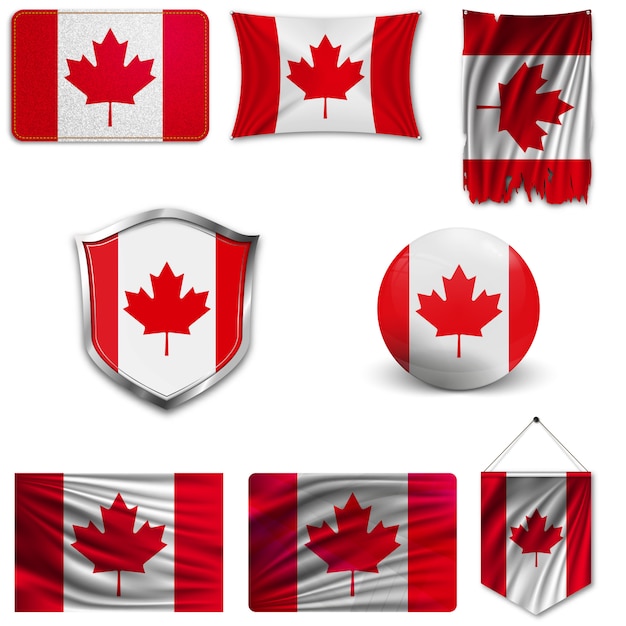 Download Set of the national flag of canada | Premium Vector