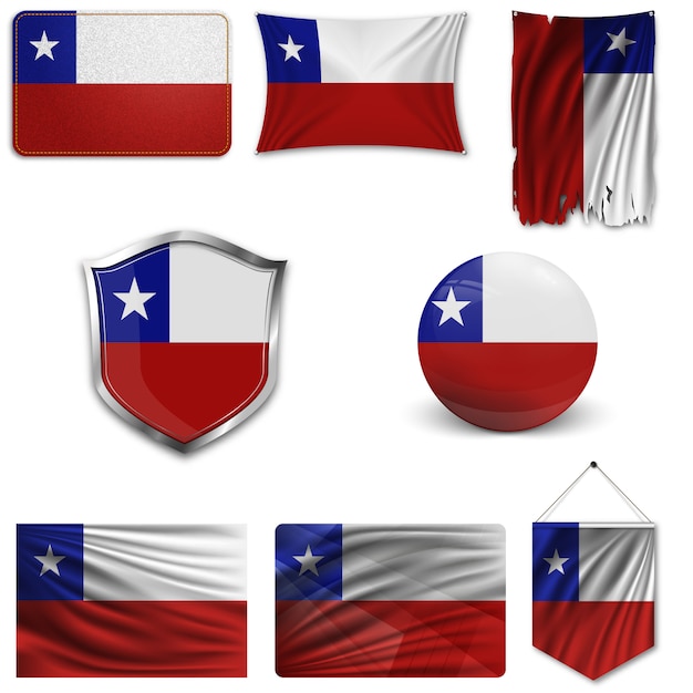 Download Set of the national flag of chile | Premium Vector
