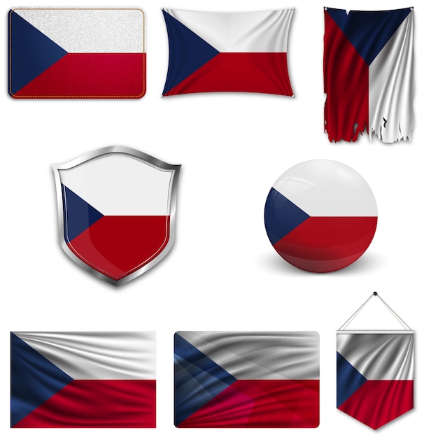 Download Set of the national flag of czech republic | Premium Vector