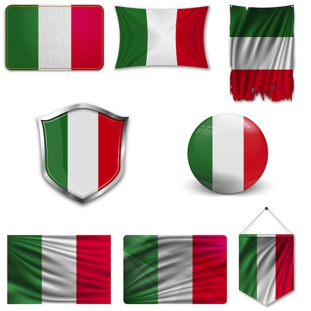 Download Set of the national flag of italy Vector | Premium Download