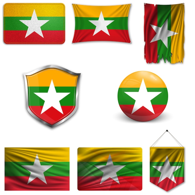 Download Premium Vector | Set of the national flag of myanmar