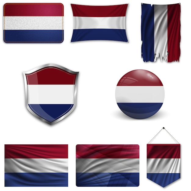 Download Set of the national flag of netherlands Vector | Premium ...