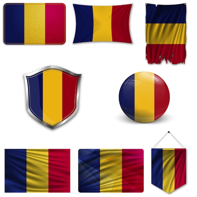 Download Set of the national flag of romania | Premium Vector