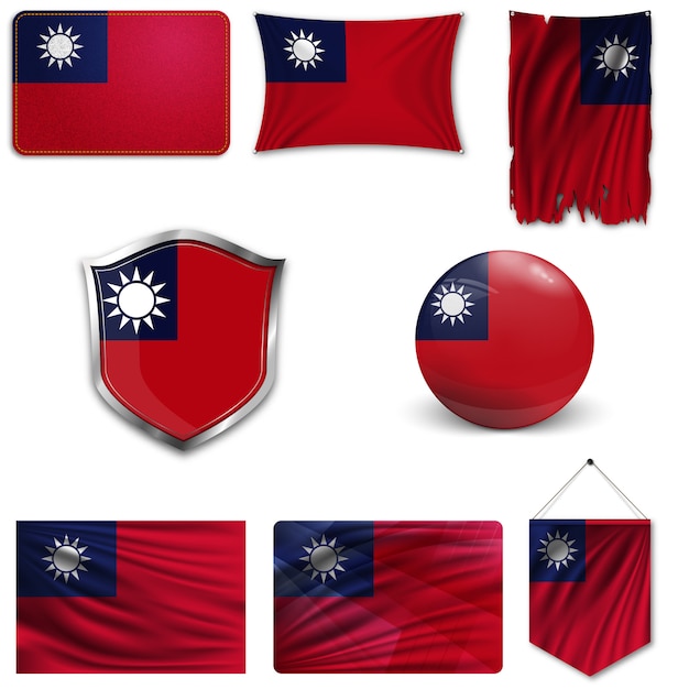 Download Set of the national flag of taiwan | Premium Vector