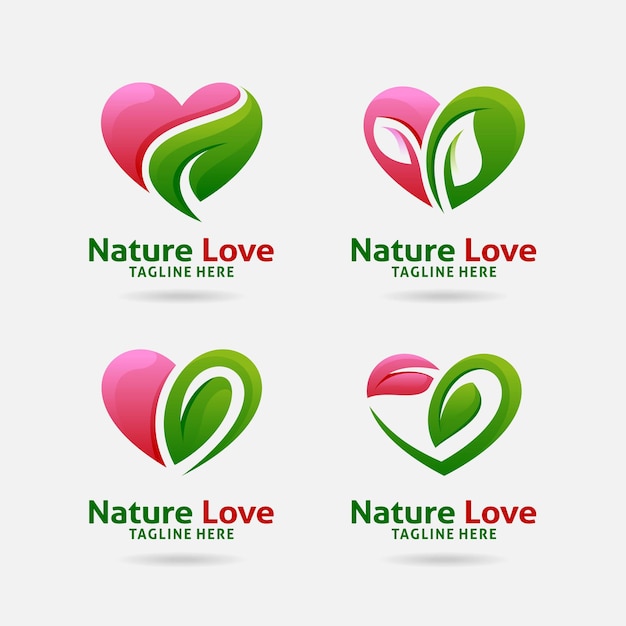 Premium Vector Set Of Nature Love Logo Design