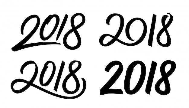 Premium Vector | Set of new year 2018 calligraphy numbers