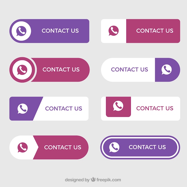 Set Of Nice Contact Buttons In Flat Design Free Vector