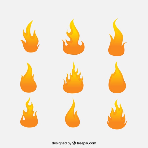 Free Vector | Set of nine flat flames