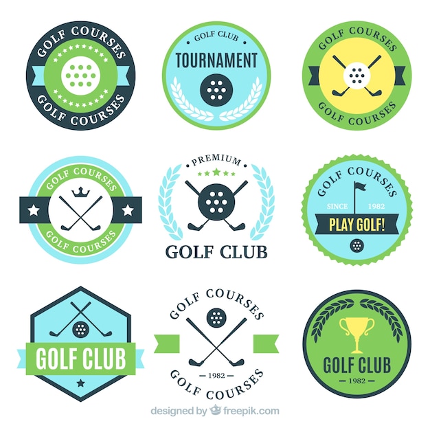 Premium Vector | Set of nine golf labels