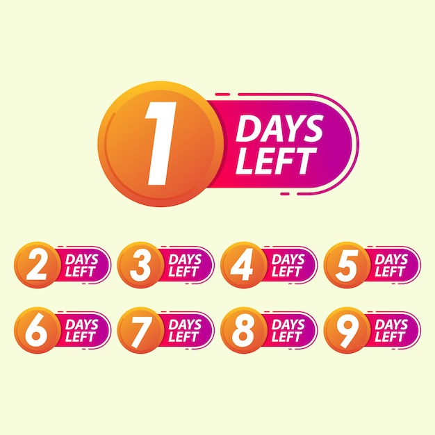 Premium Vector | Set of number days left countdown template