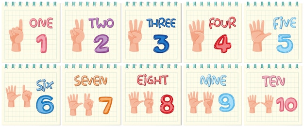 Premium Vector | Set of number hand gesture