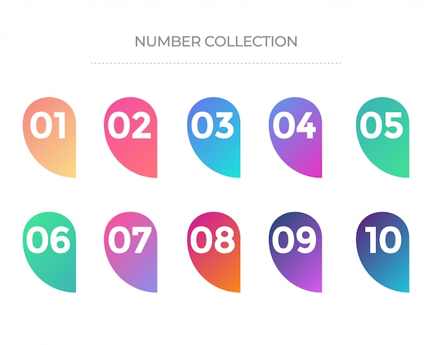 Premium Vector Set Of Numbers From 01 To 10 Icon Collection