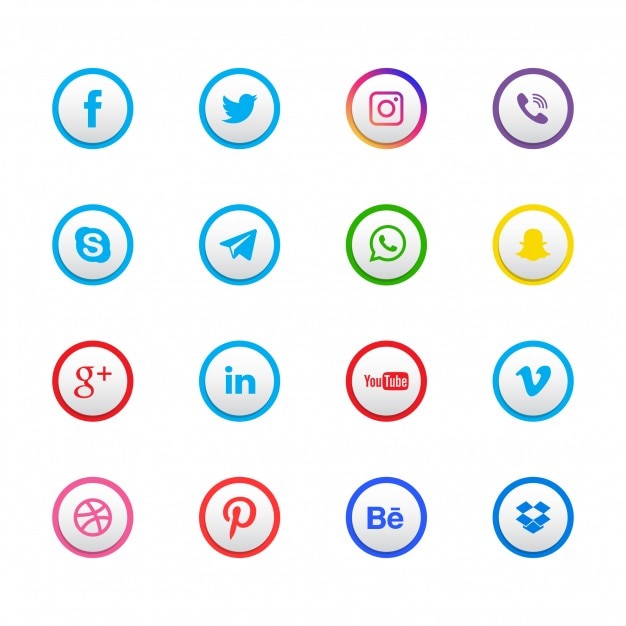 Set of 16 social network icons Vector | Free Download