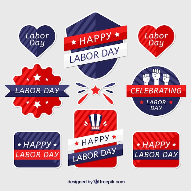 Set of american retro labor day nsignias