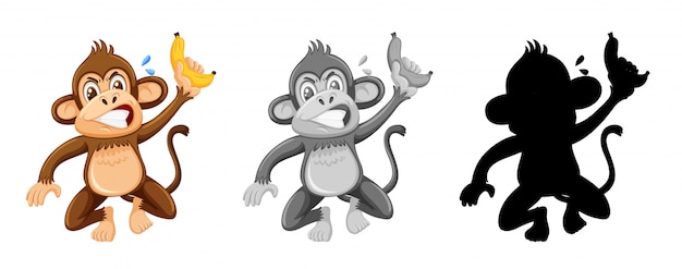プレミアムベクター 怒っている猿のキャラクターのセット