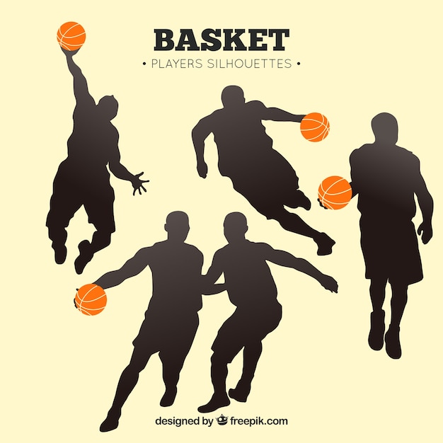 Set of basketball players silhouettes