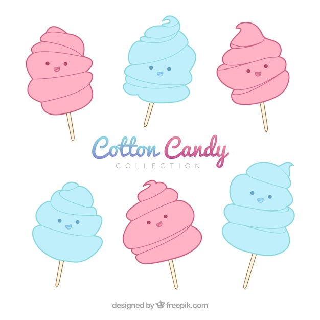 Set of beautiful and delicious candy cotton