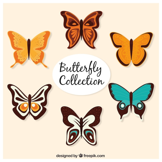 Set of beautiful butterflies