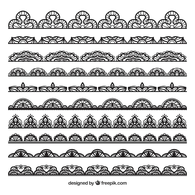 Download Set of black lace borders Vector | Premium Download