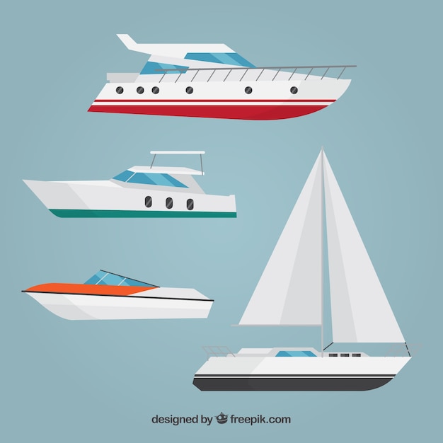 Set of boats in flat design