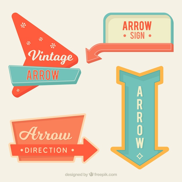 Download Set of bright vintage arrow signs Vector | Free Download