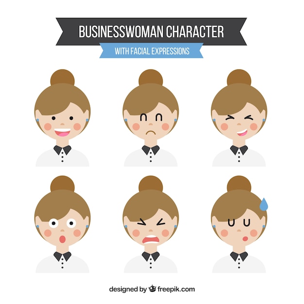 Set of business woman expressions