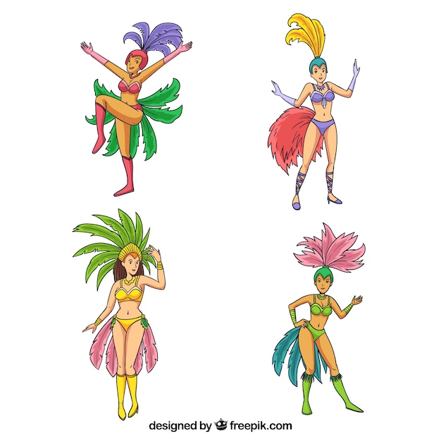 Set of carnival dancers