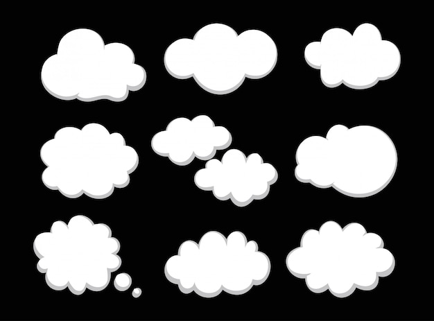 雲アイコンイラストのセット プレミアムベクター