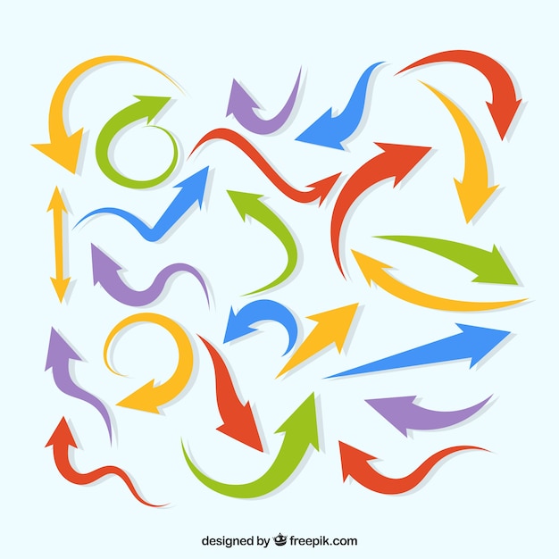 Set of colorful arrows to mark in flat style Free Vector Set of colorful arrows to mark in flat style Free Vector