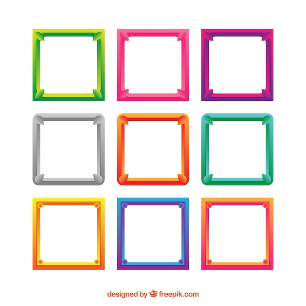 Download Set of colorful frames in gradient style Vector | Free ...