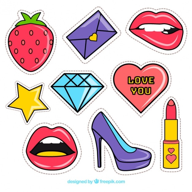 Set of colorful stickers  Vector Free Download