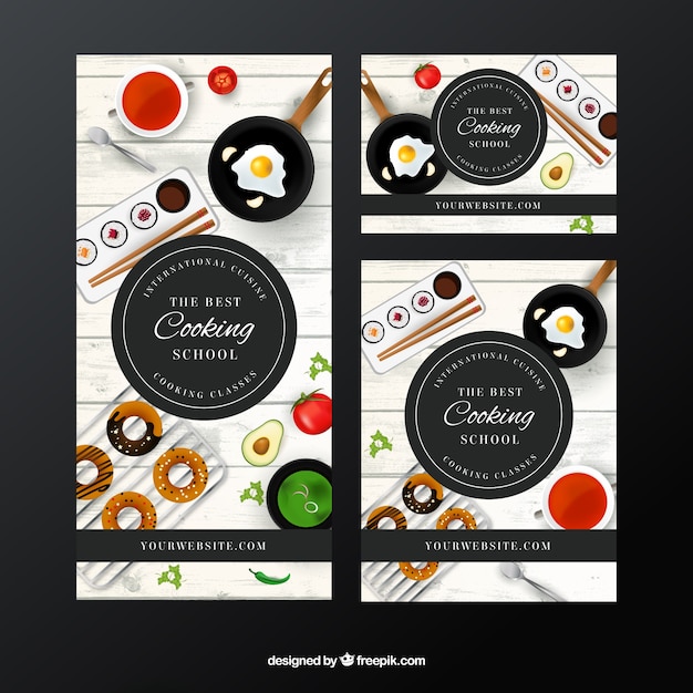 Set of cooking school banners