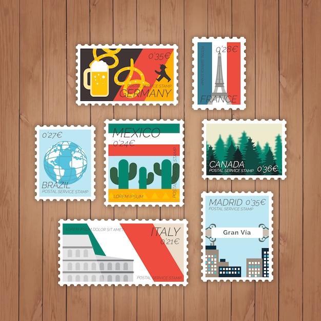 Set of countries tag in flat design